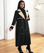 Casual Lapel Collar Color Block Trench Coat