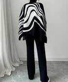 Contrast Zebra Batwing Sweater & Pants Set