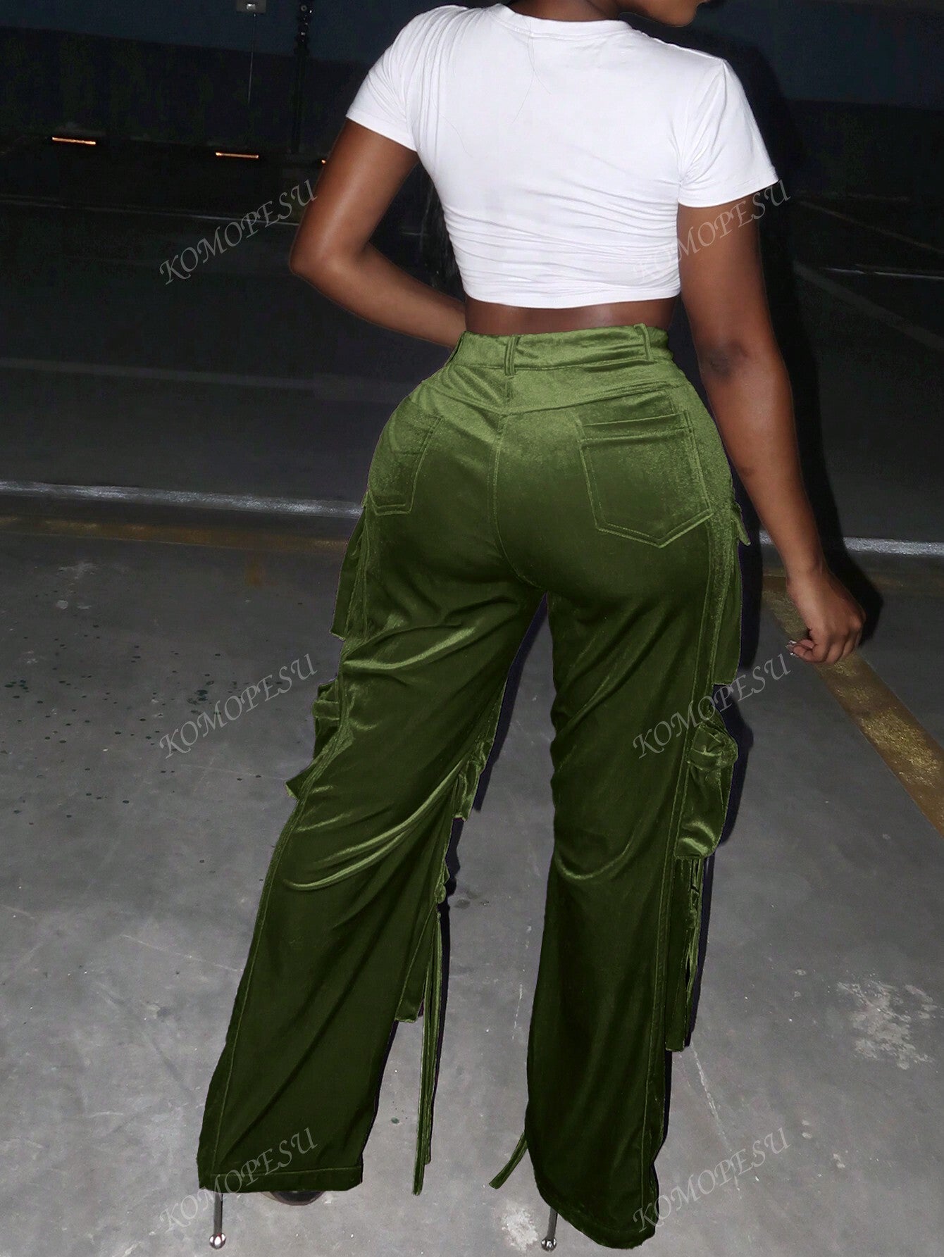 Multi-Pocket Velvet Cargo Pants - Body By J'ne