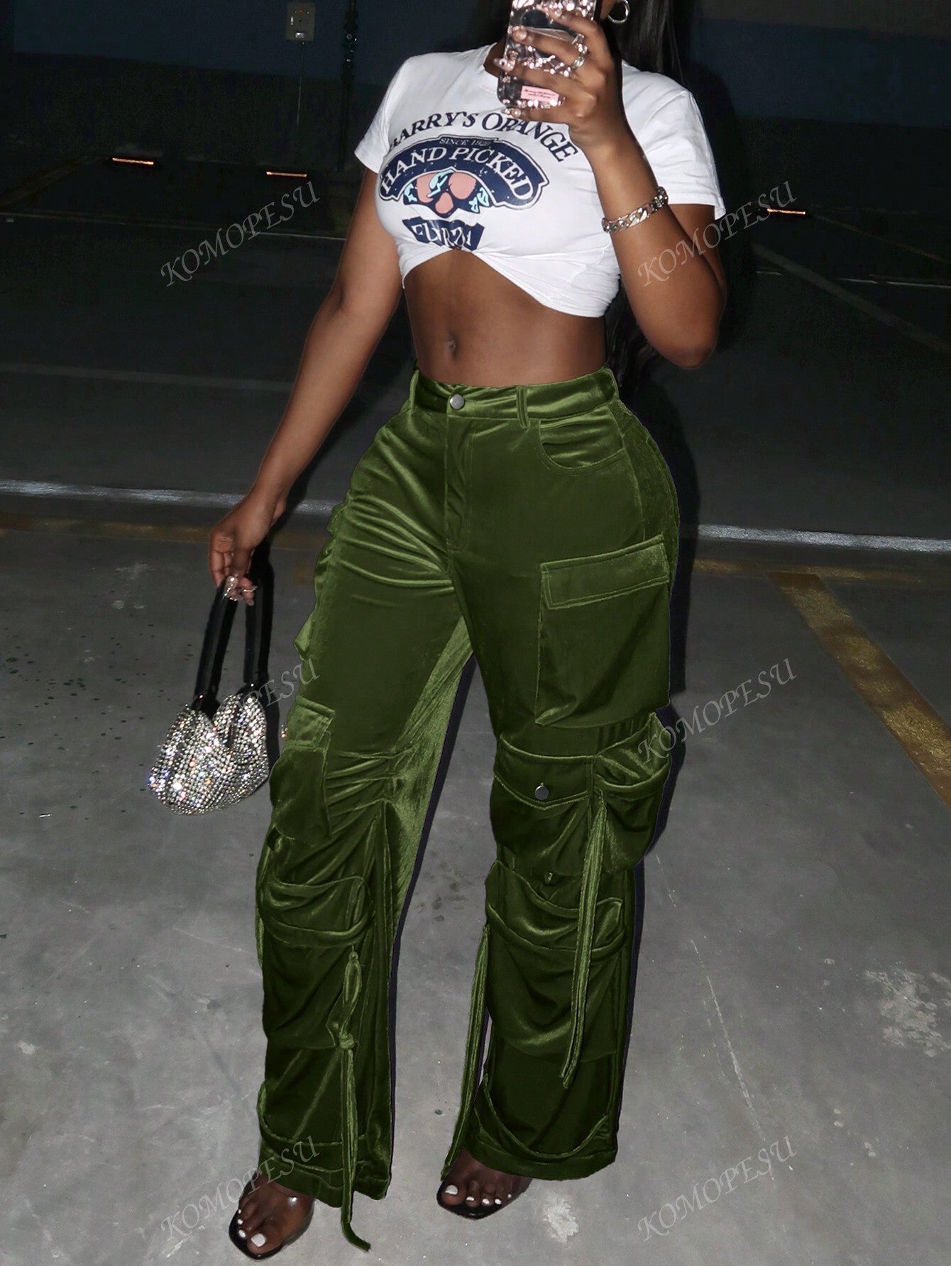 Multi-Pocket Velvet Cargo Pants - Body By J'ne