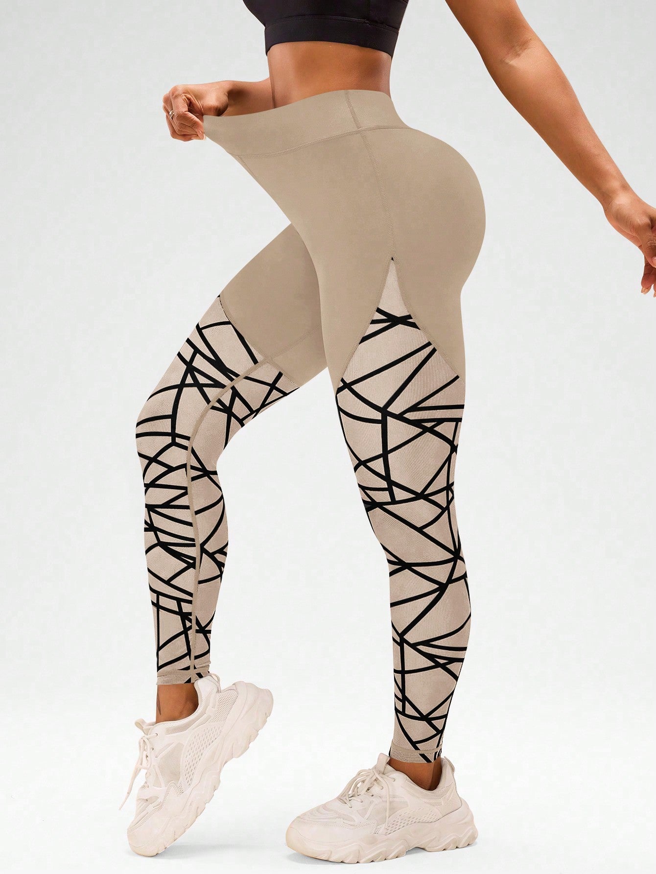 Mesh Contrast Stretchy Sports Leggings - Body By J'ne