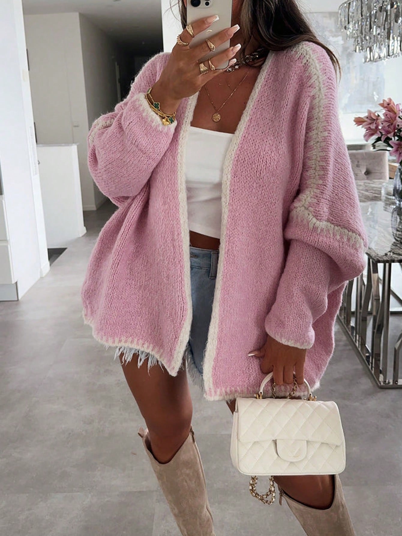 Colorblock Long Sleeve Cardigan