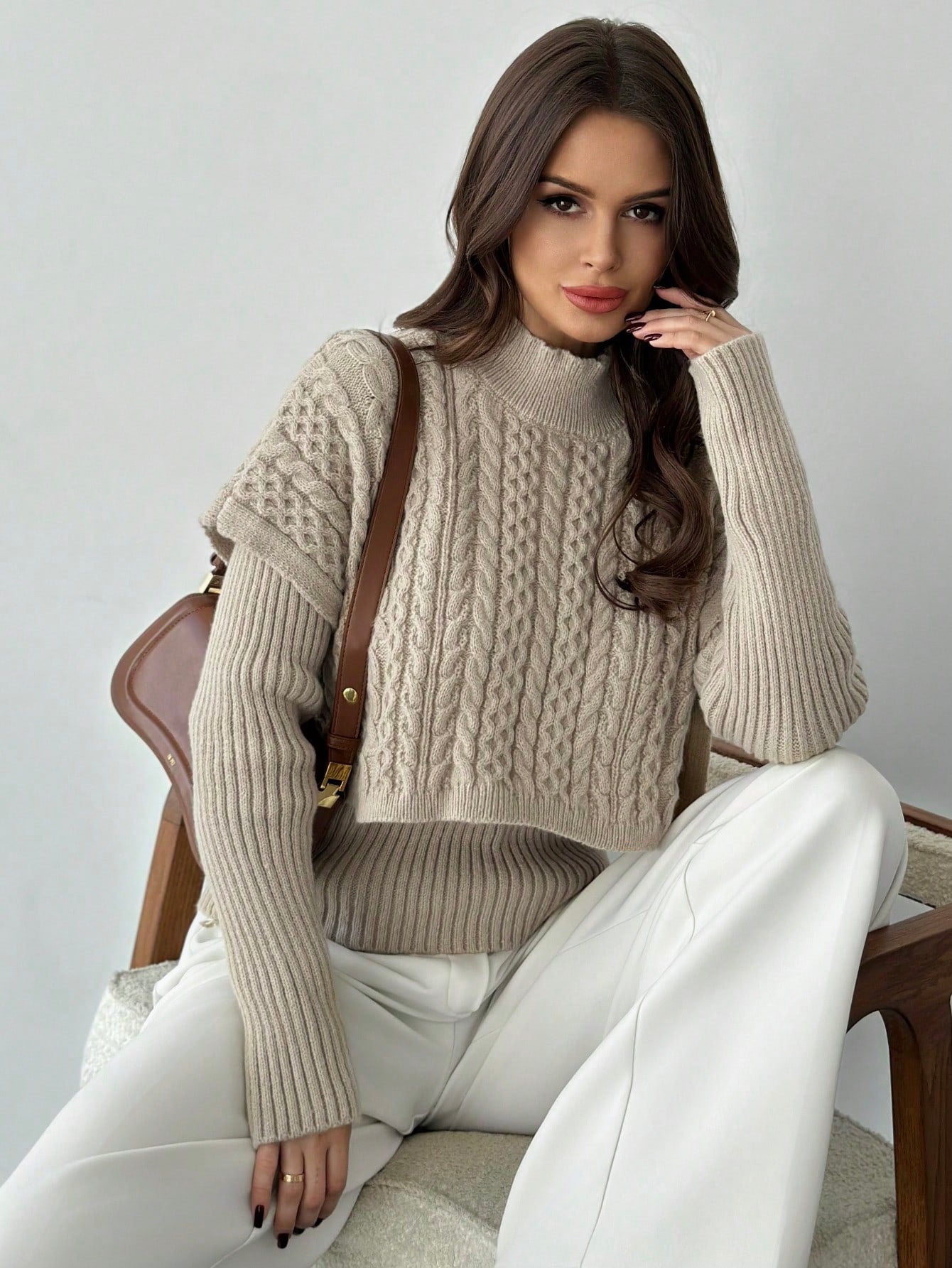 Crew Neck Khaki Sweater