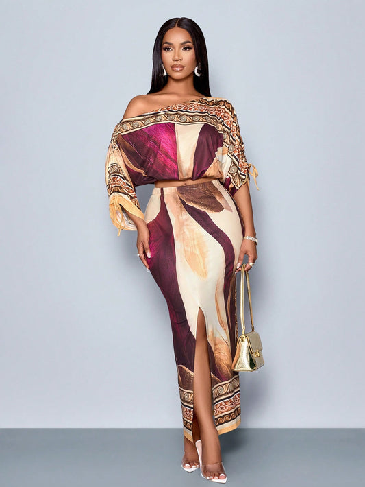 Floral Print Asymmetrical Set - Body By J'ne