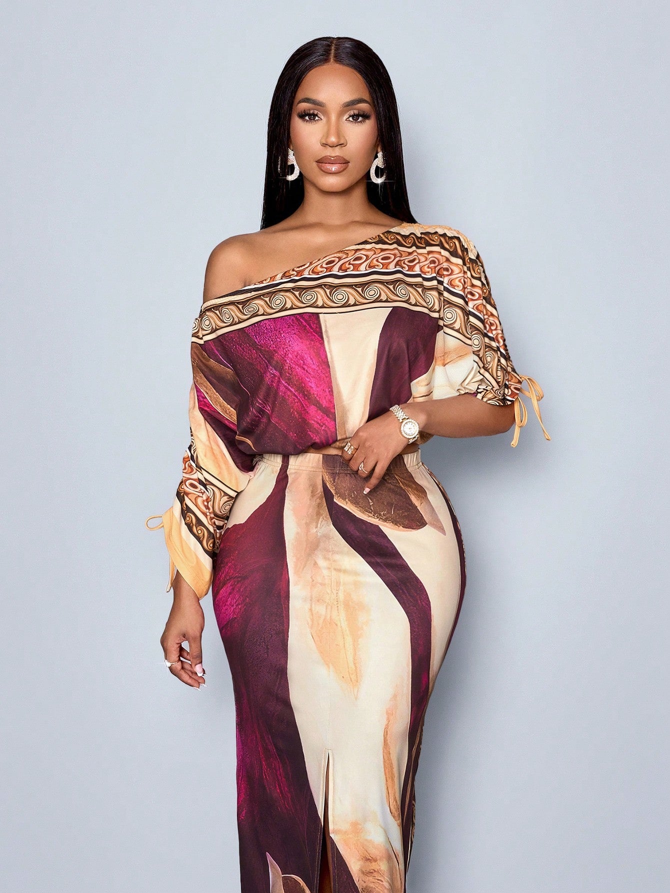 Floral Print Asymmetrical Set - Body By J'ne