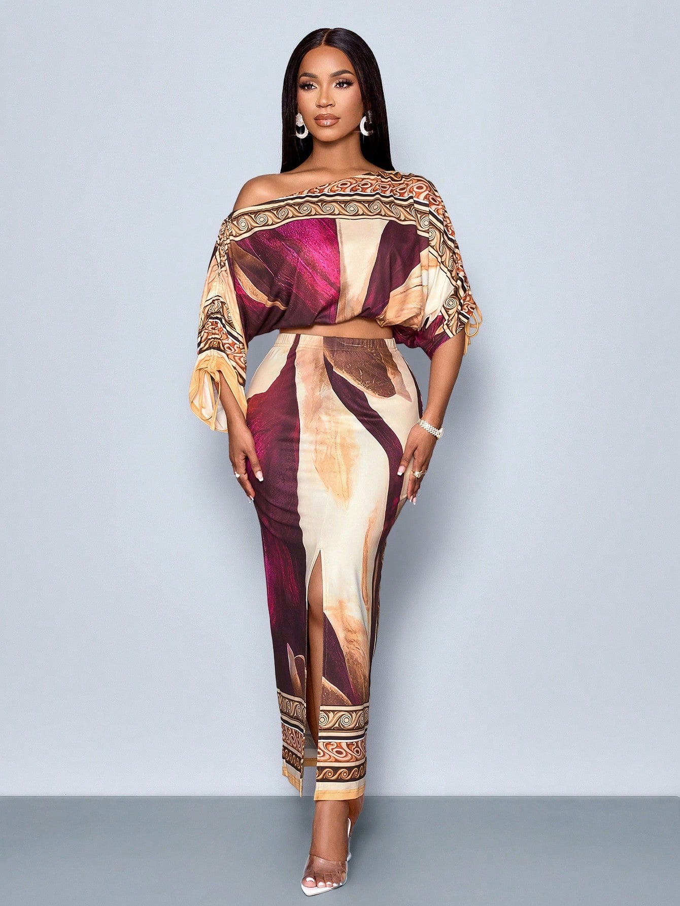 Floral Print Asymmetrical Set - Body By J'ne