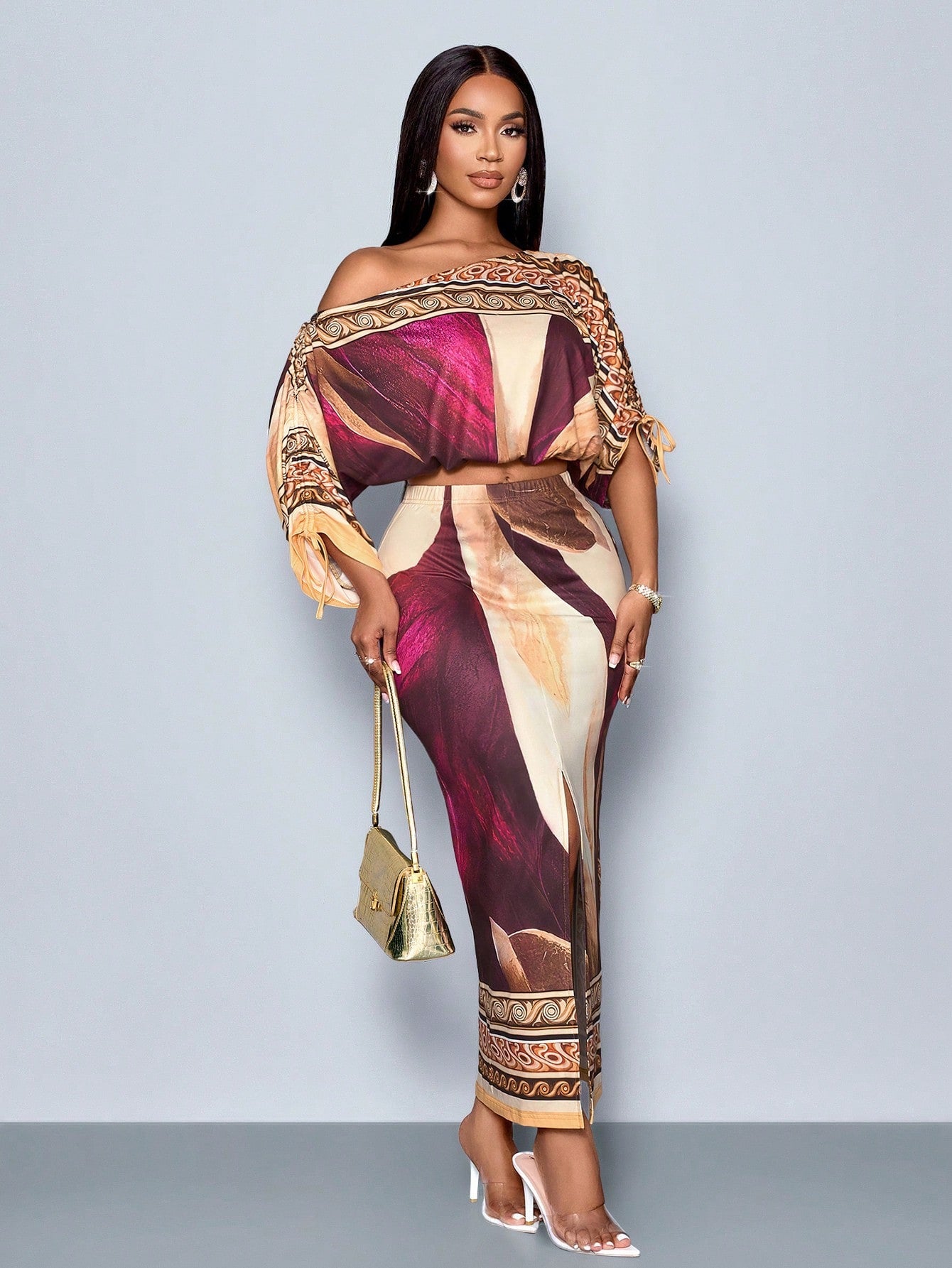 Floral Print Asymmetrical Set - Body By J'ne