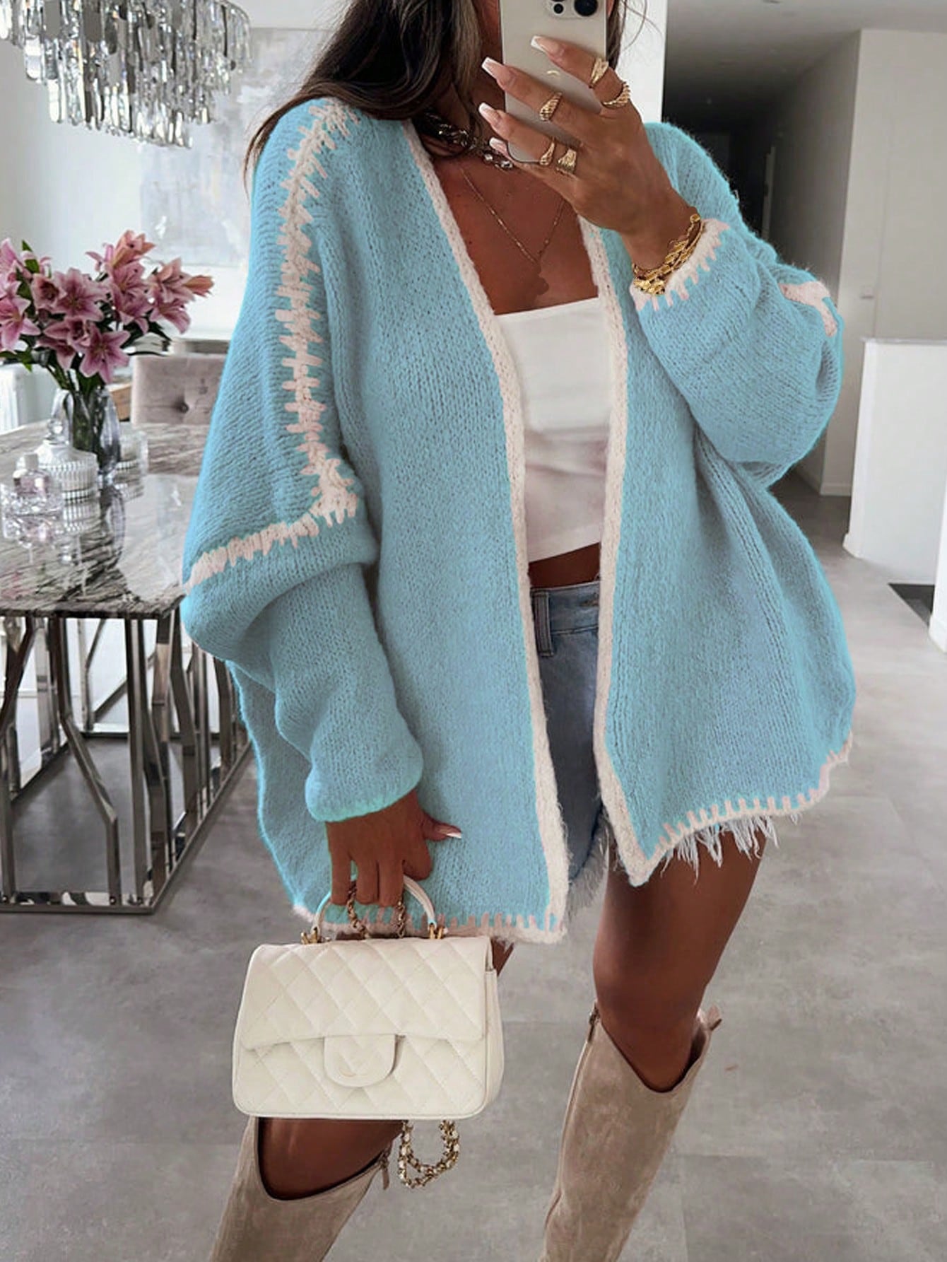 Colorblock Long Sleeve Cardigan