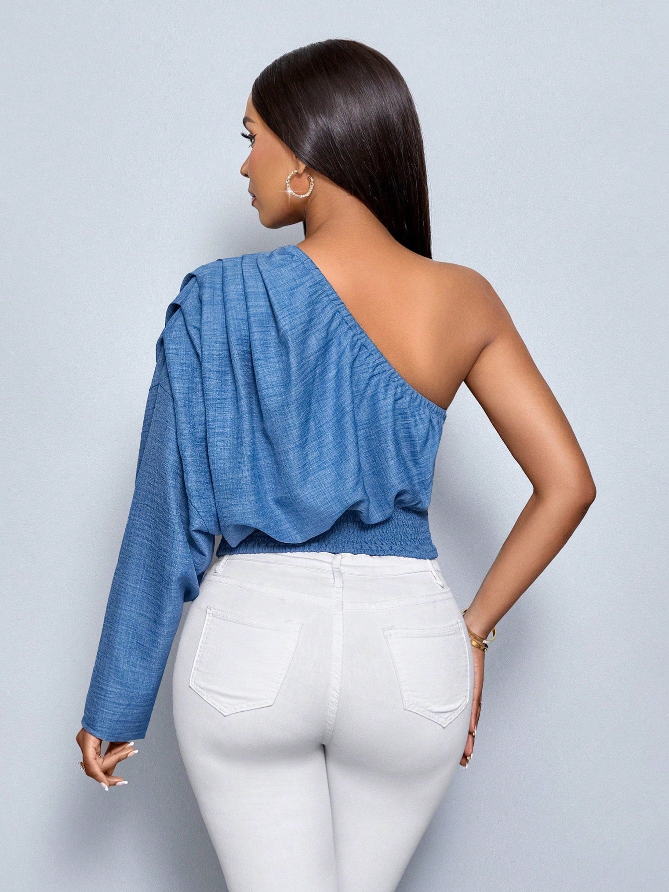 Blue One Shoulder Top