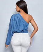 Blue One Shoulder Top