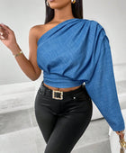 Blue One Shoulder Top