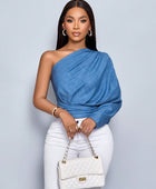 Blue One Shoulder Top