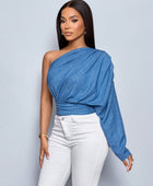 Blue One Shoulder Top