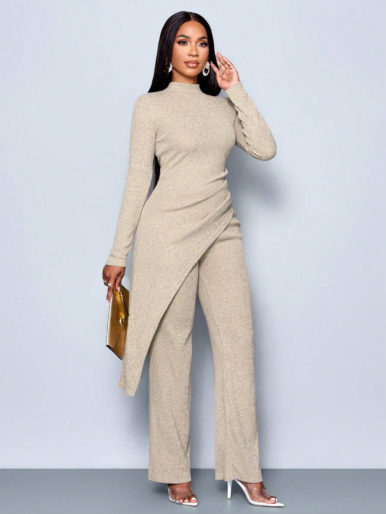 Fleece Ribbed Asymmetrical Set