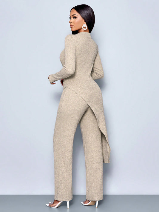 Fleece Ribbed Asymmetrical Set