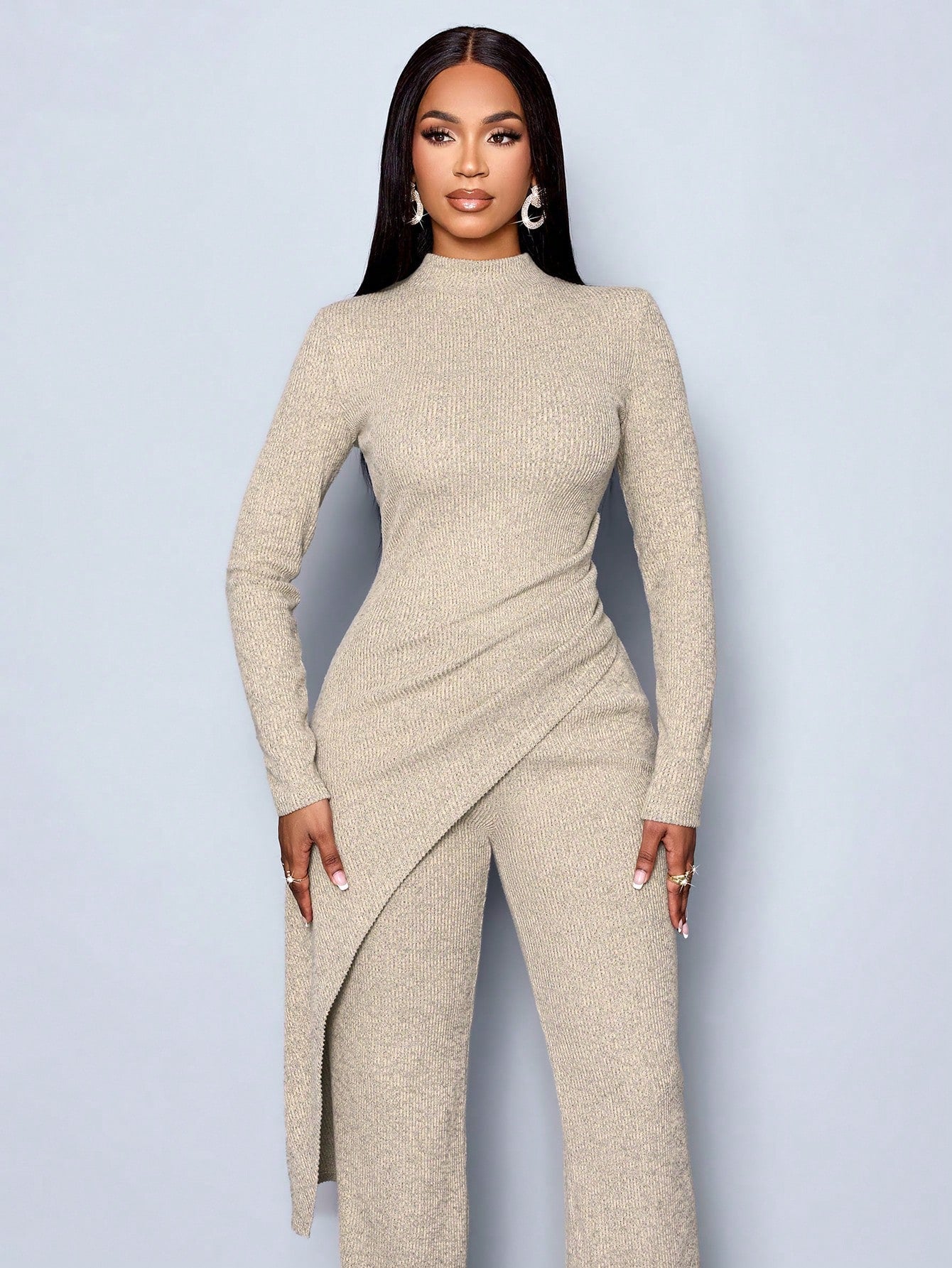 Fleece Ribbed Asymmetrical Set - Body By J'ne