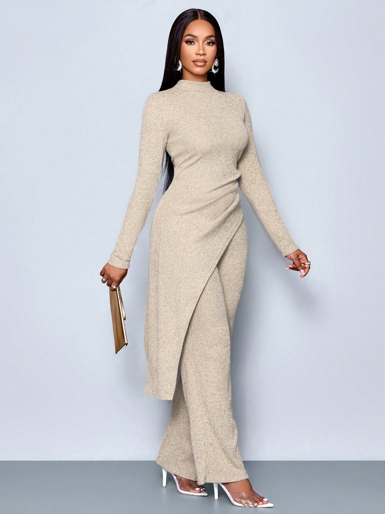 Fleece Ribbed Asymmetrical Set