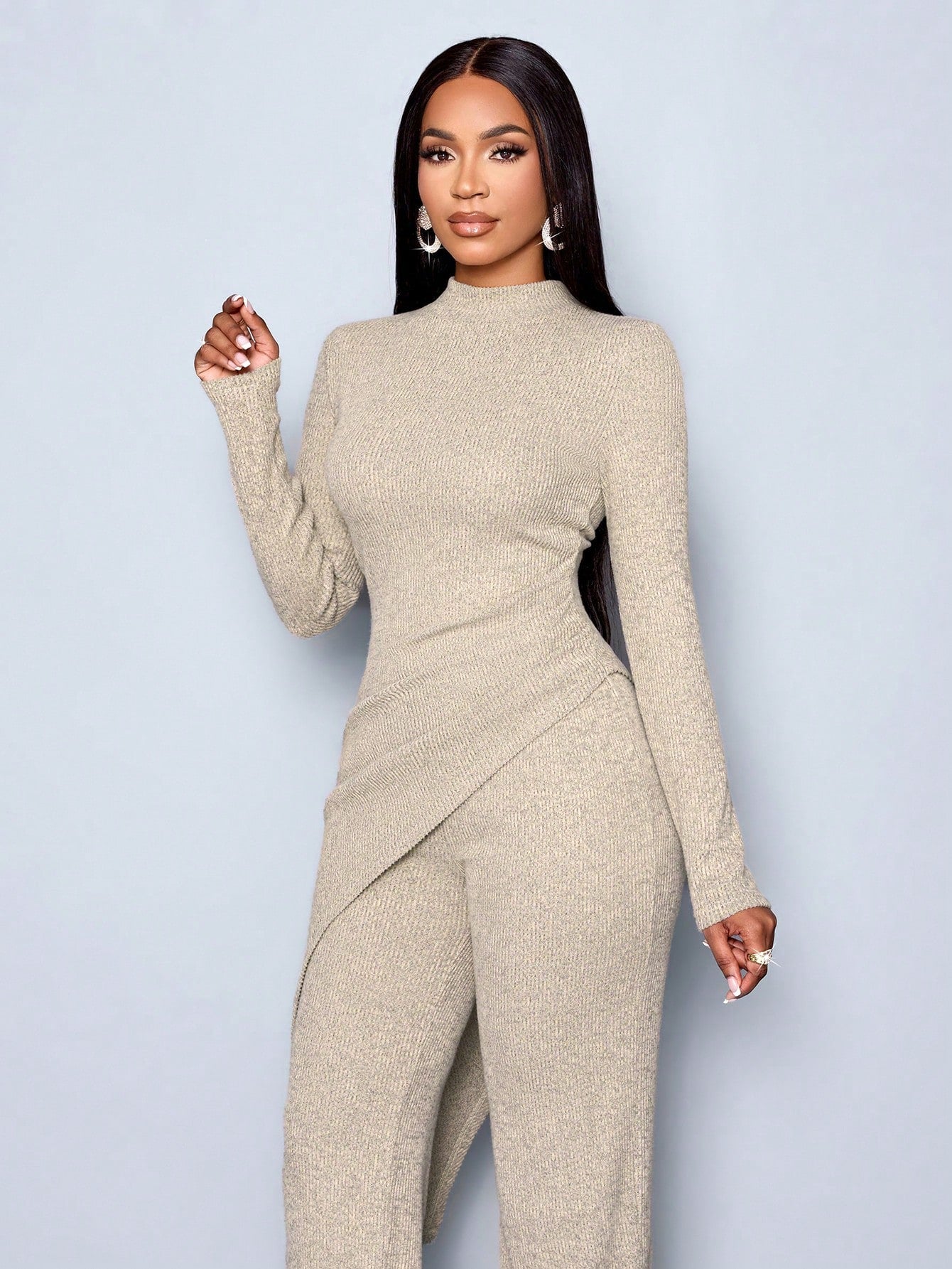 Fleece Ribbed Asymmetrical Set