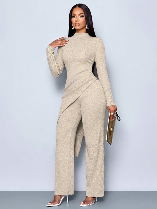 Fleece Ribbed Asymmetrical Set