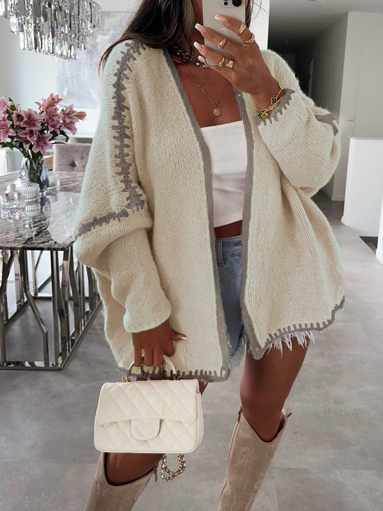 Colorblock Long Sleeve Cardigan