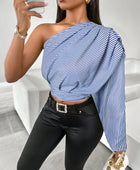 Blue One Shoulder Top