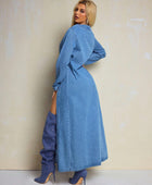 Round Neck Side Slit Denim Dress