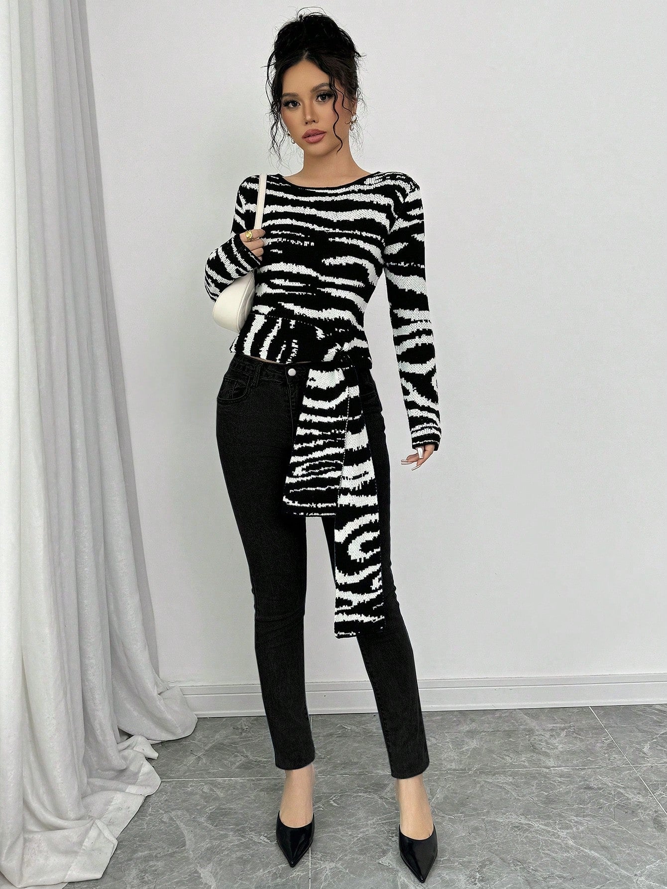 Asymmetrical Tied Casual Blouse - Body By J'ne