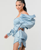 Elegant Puff Shoulder Satin Mini Dress