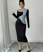 Hollow-Out Long Sleeve Midi Dress