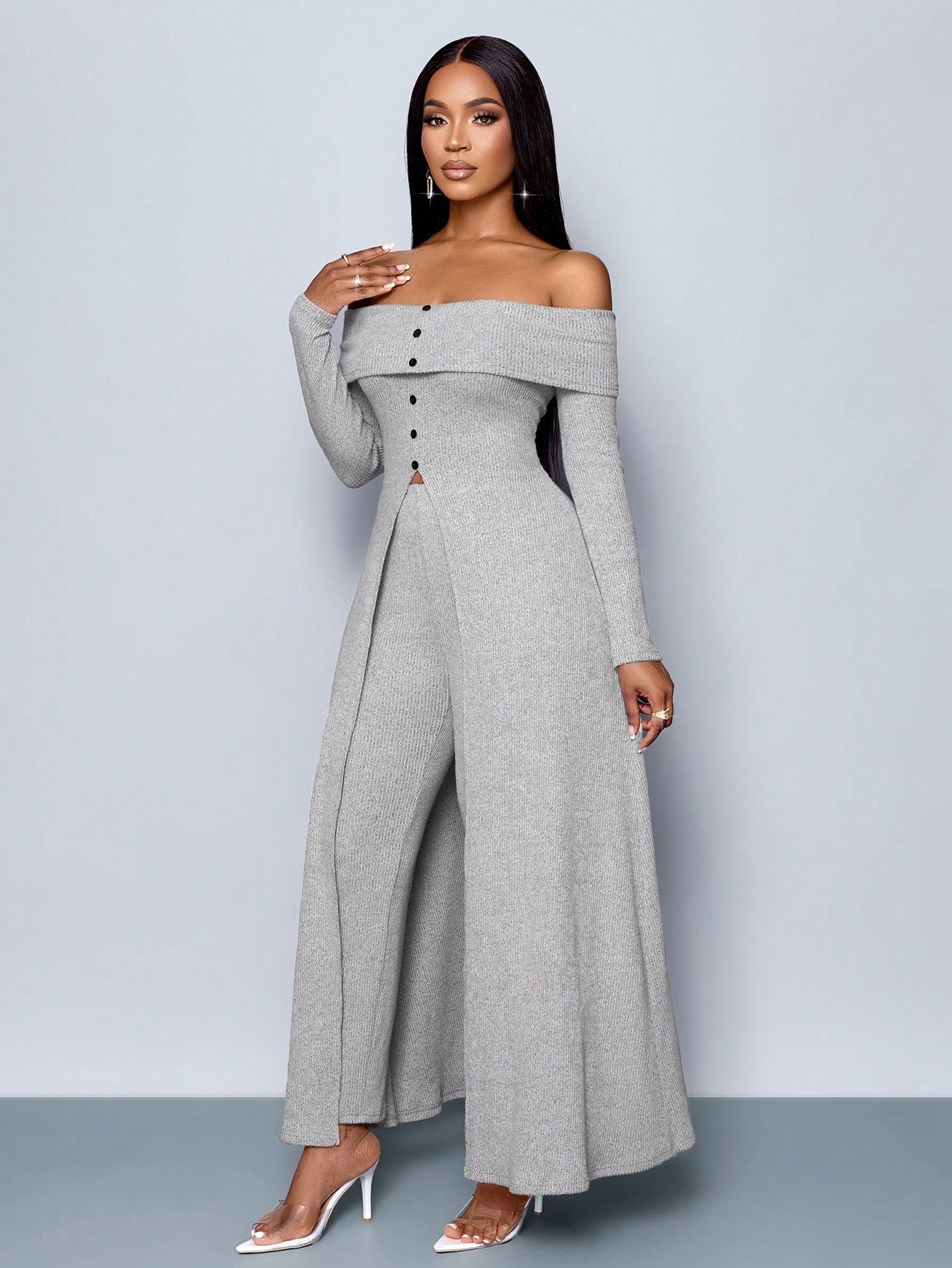 Sage Simple Off Sleeve Jumpsuit