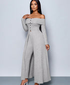 Sage Simple Off Sleeve Jumpsuit