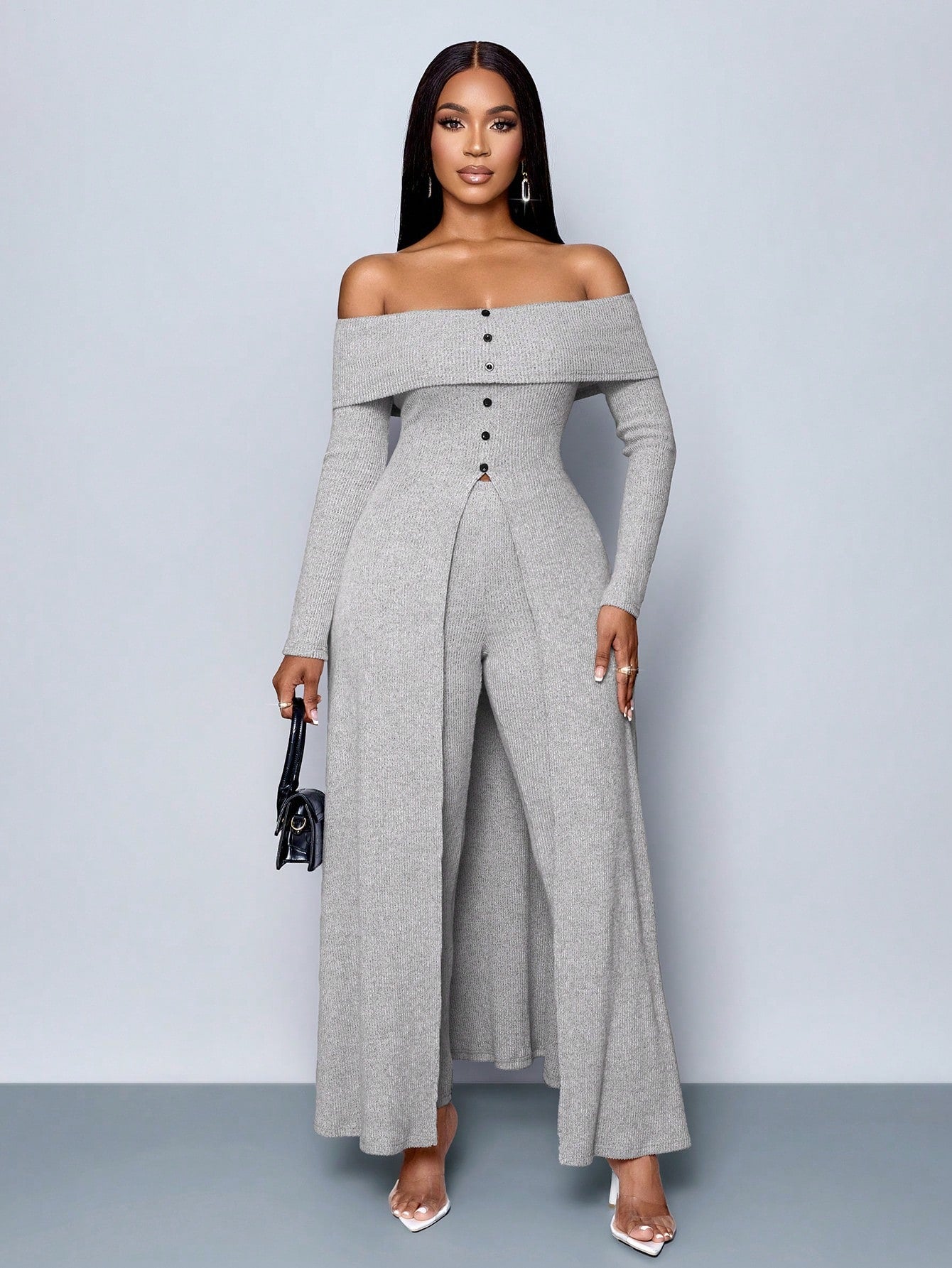 Sage Simple Off Sleeve Jumpsuit