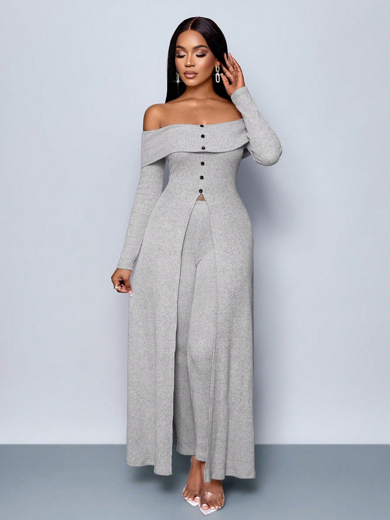 Sage Simple Off Sleeve Jumpsuit