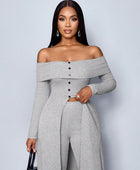 Sage Simple Off Sleeve Jumpsuit