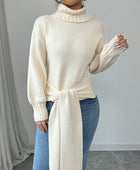 High Neck Bow Tie  Pullover Sweater