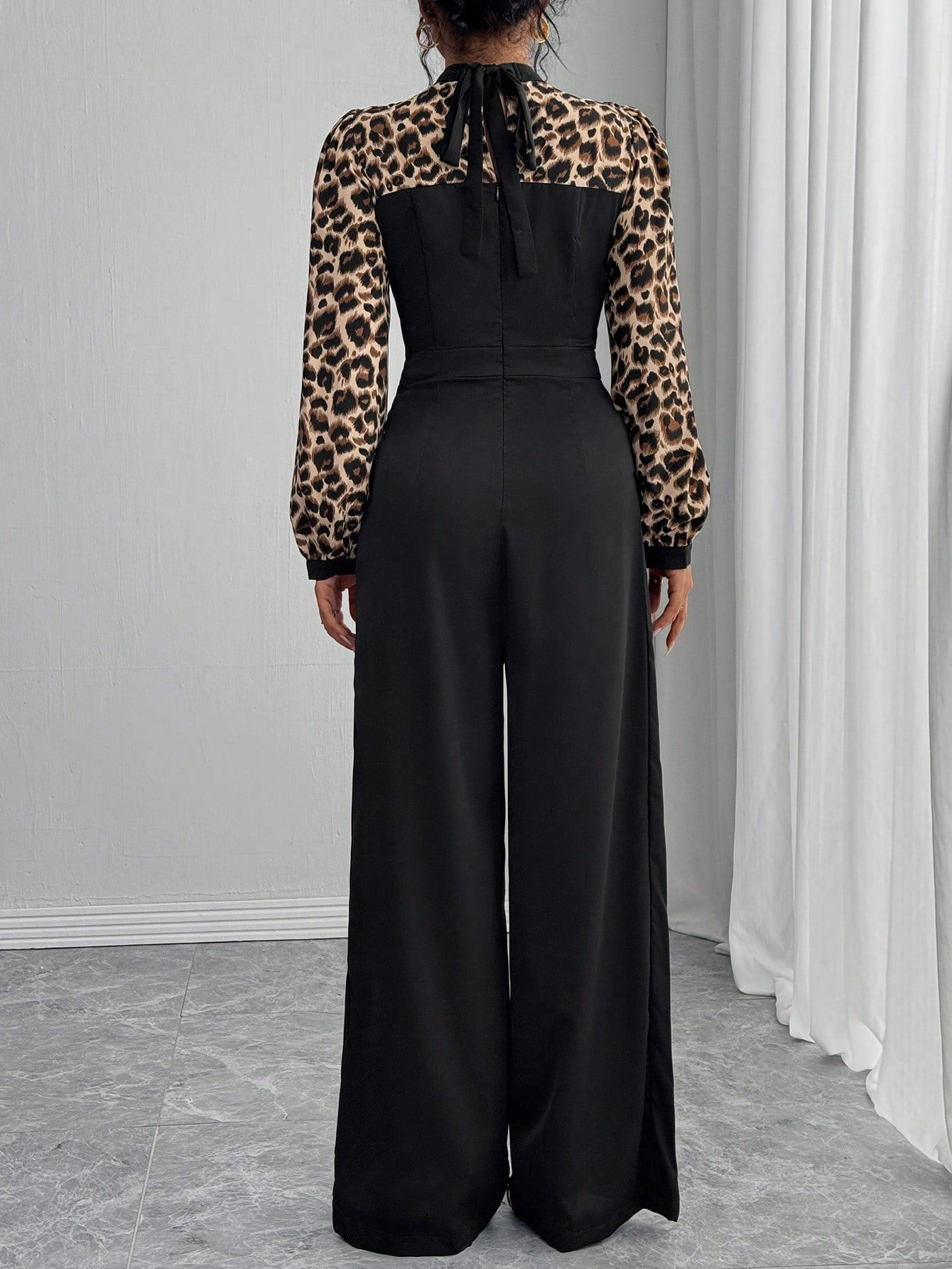 High-Waist Leopard Wide Leg Jumpsuit