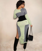 Her Multi-Color Side Slit Sweater Dress