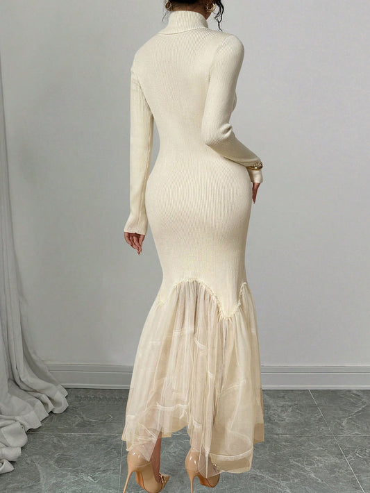 French Turtleneck Mesh Dress - Body By J'ne