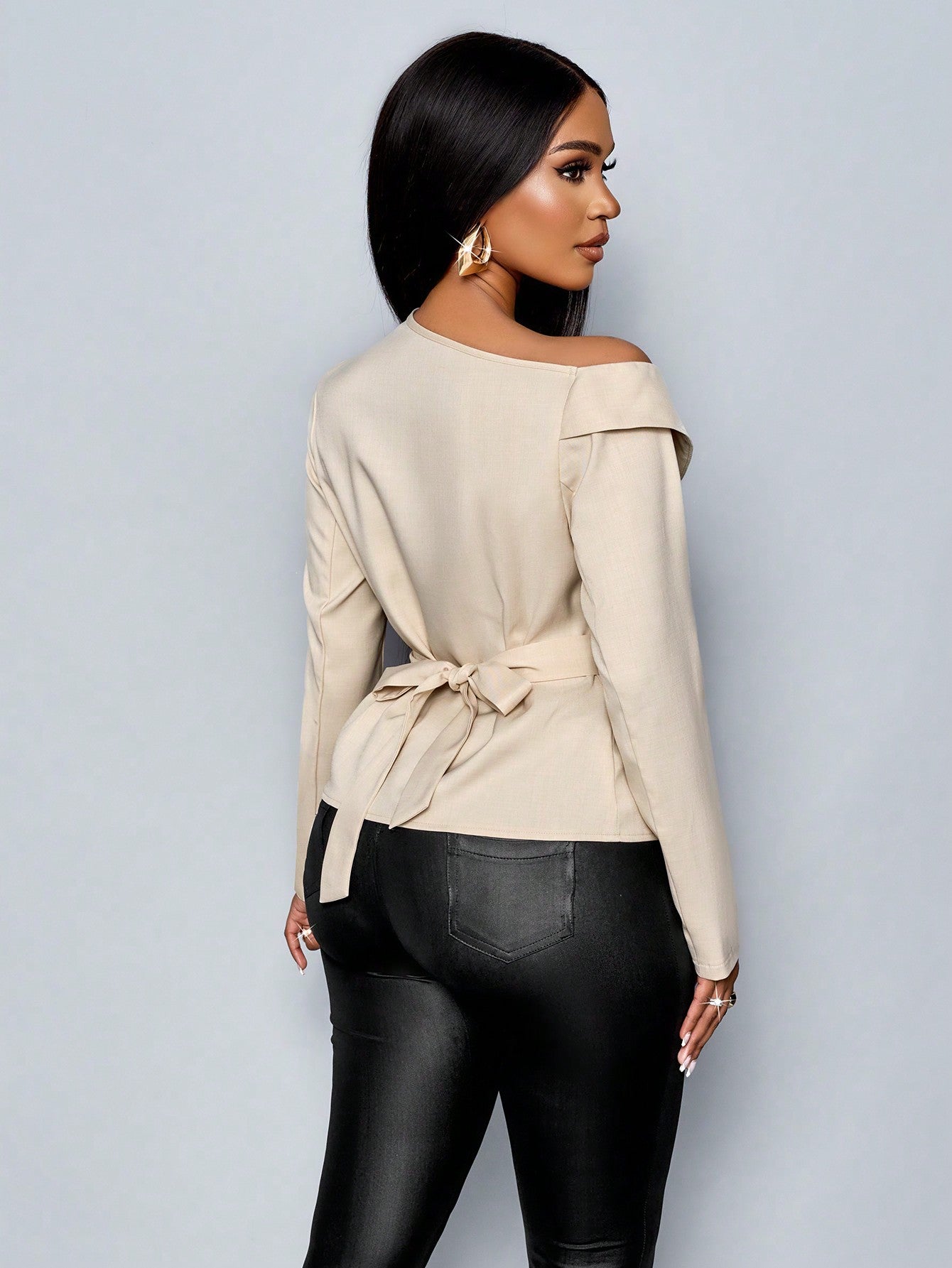 Irene Asymmetrical Lantern Sleeve Top