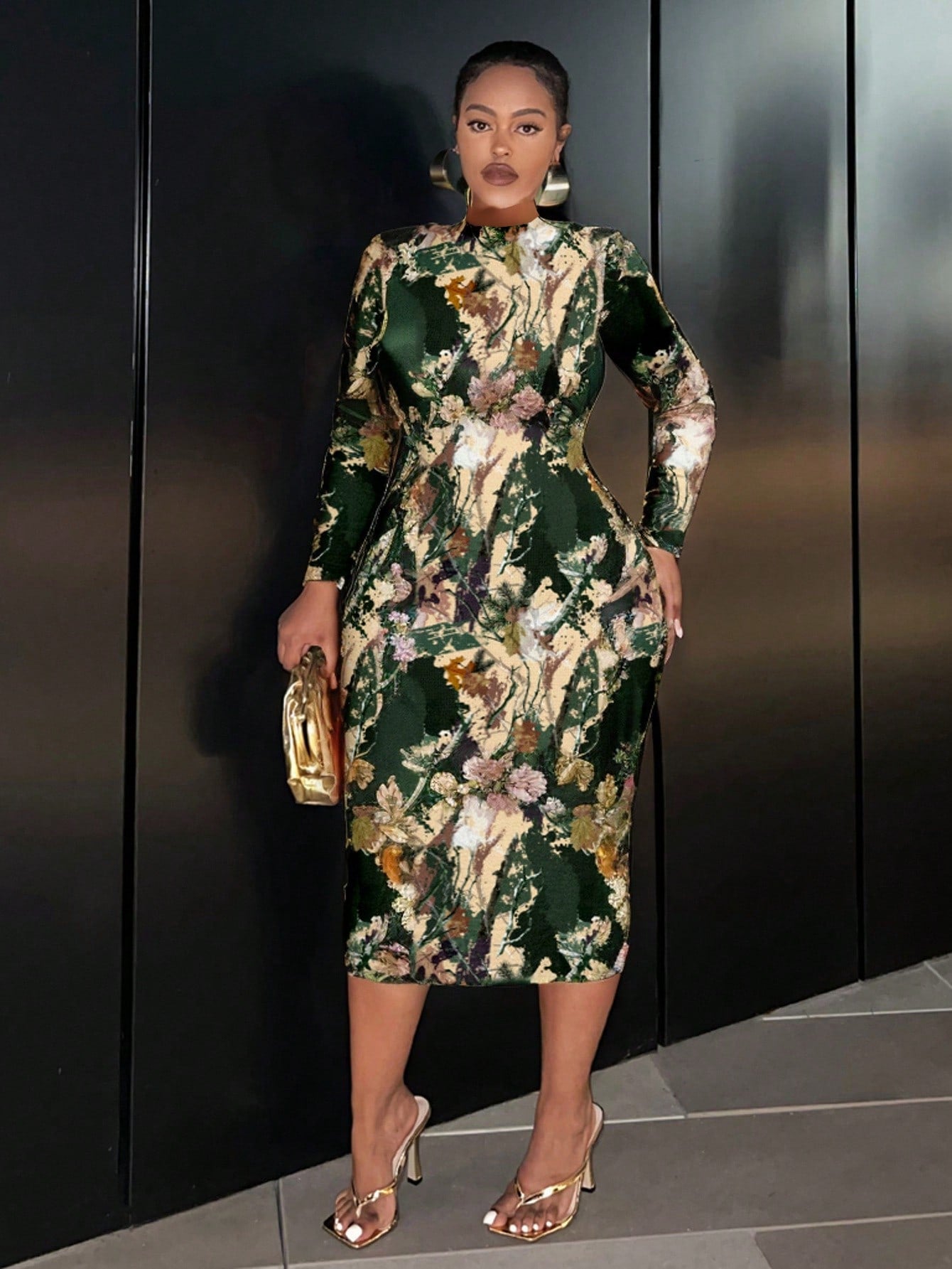 Camo Pattern Long Sleeve Dress - Body By J'ne