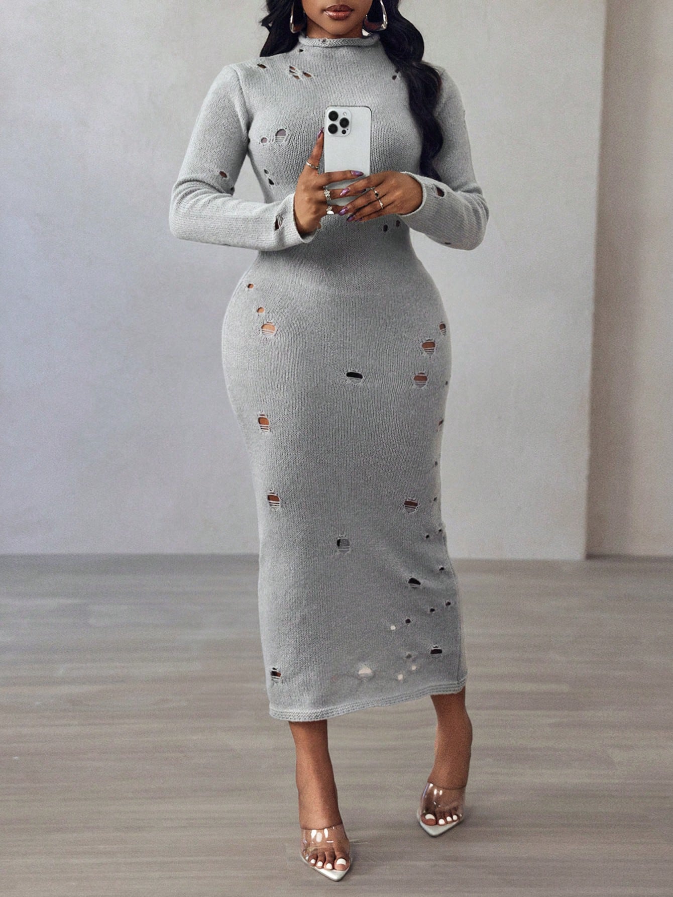 Hollow Out Sweater Dress - Body By J'ne