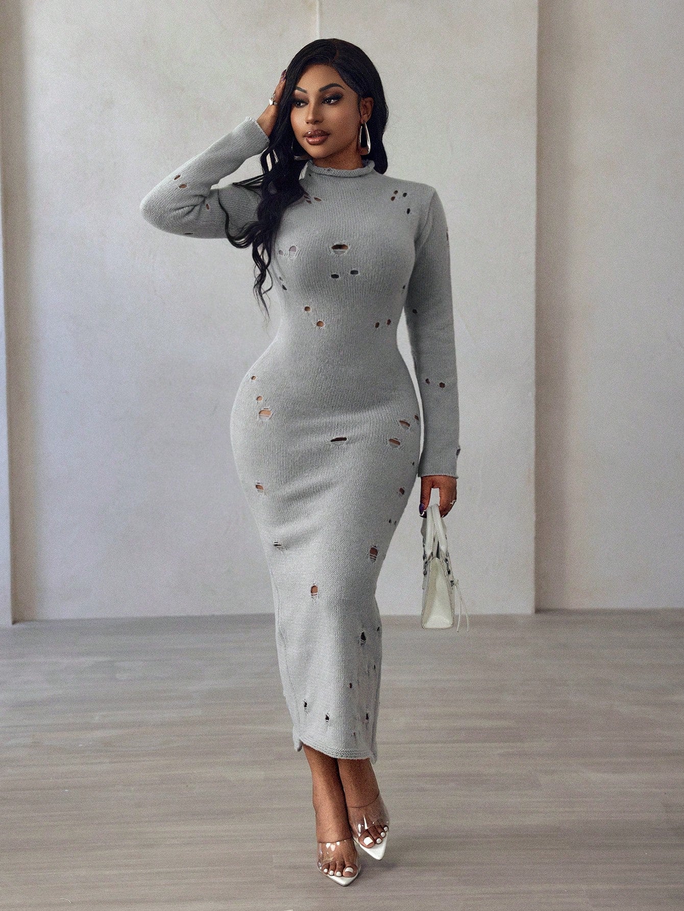 Hollow Out Sweater Dress