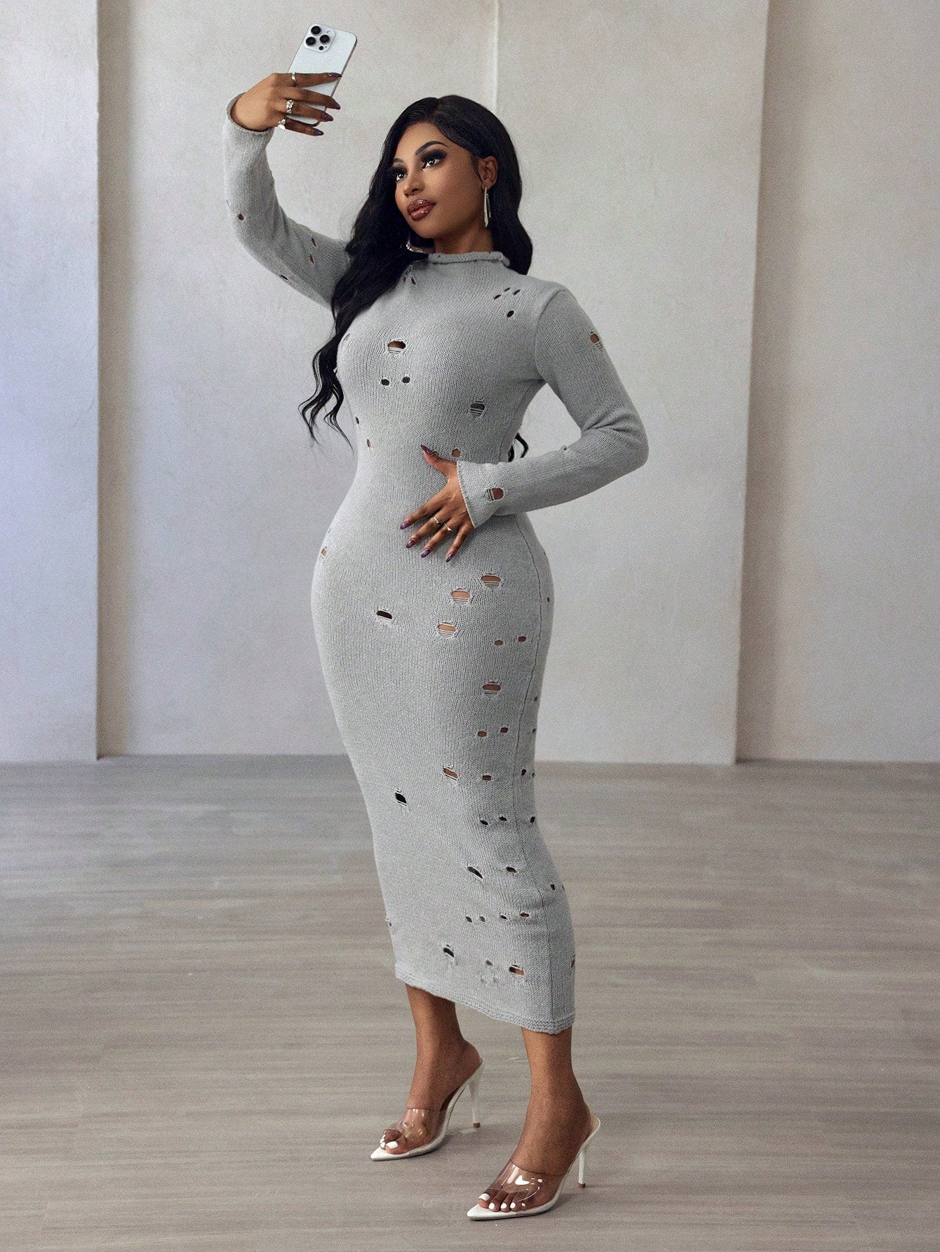 Hollow Out Sweater Dress - Body By J'ne