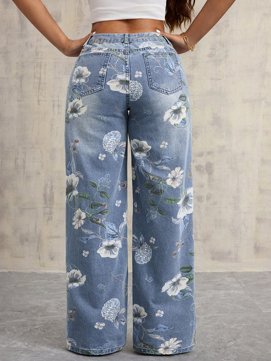 Floral print Jeans