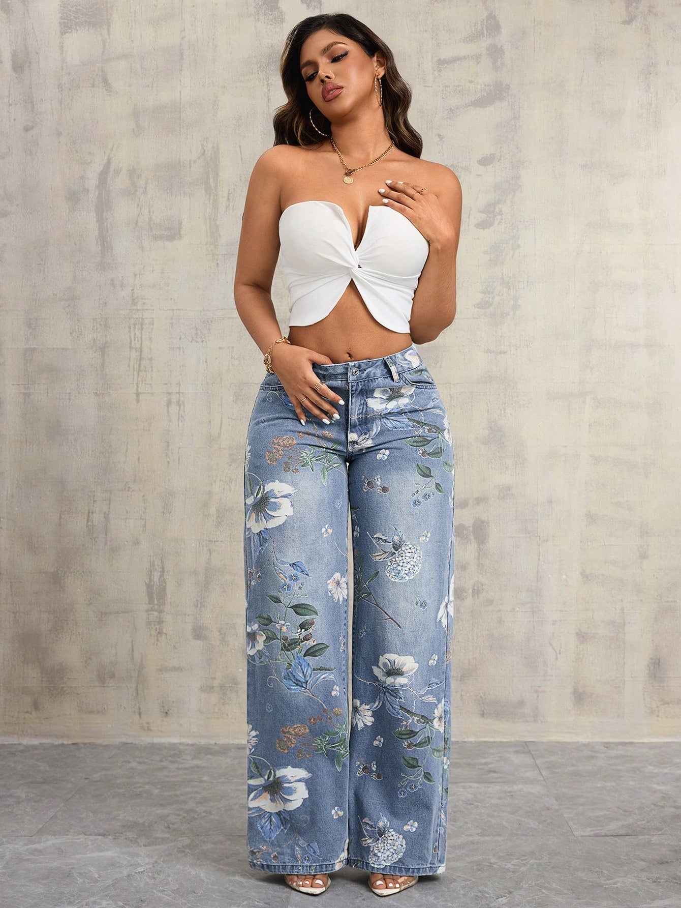 Floral print Jeans