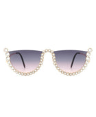 Half Frame Rhinestone Round Fashion Sunglasses