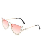 Half Frame Rhinestone Round Fashion Sunglasses