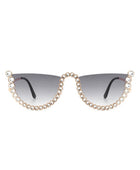 Half Frame Rhinestone Round Fashion Sunglasses