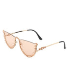 Half Frame Rhinestone Round Fashion Sunglasses