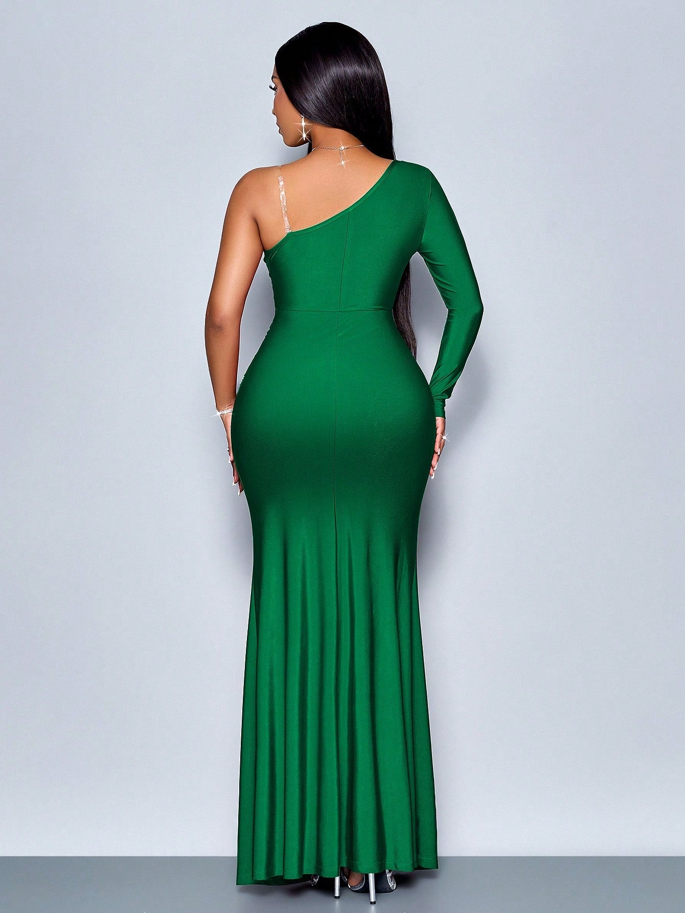 Asymmetrical Mermaid Hem Bodycon Maxi Dress